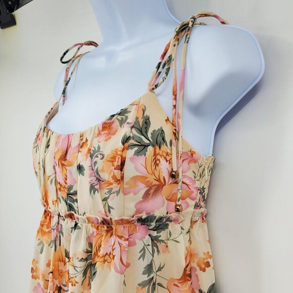 Saints + Secrets Floral Boho Feminine Babydoll Ruffle Tiered Floral Mini Dress S - Picture 5 of 8